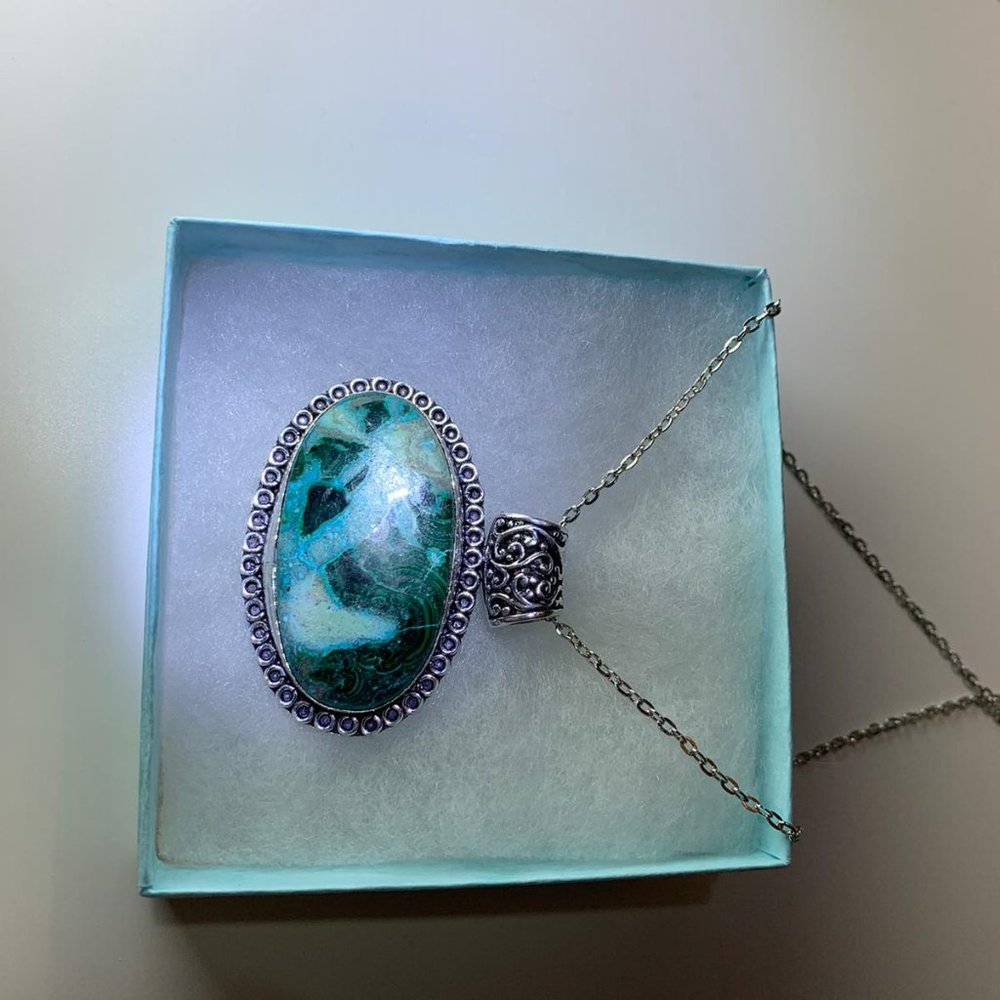 Green Azurite Necklace (sold) - Picture 2 of 3
